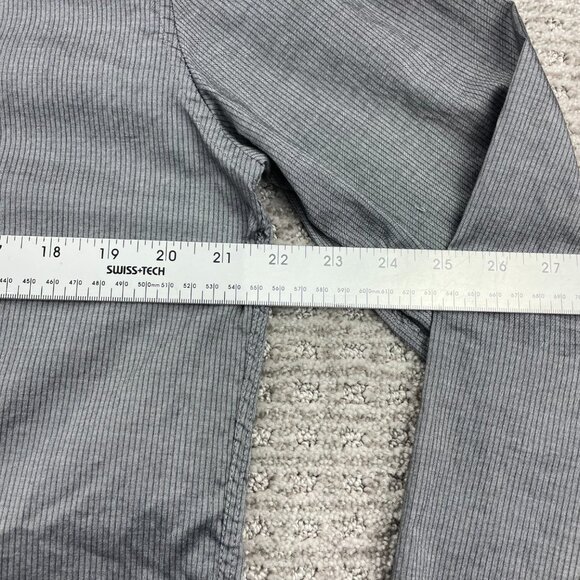 Calvin Klein Button Up Shirt Men Large L Slim Fit Gray Formal Dress Shirt Stripe - Picture 6 of 7